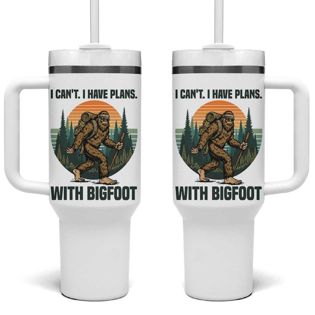 I Cant I Have Plans With Bigfoot Tumbler With Handle Funny Cryptid Lover Gift