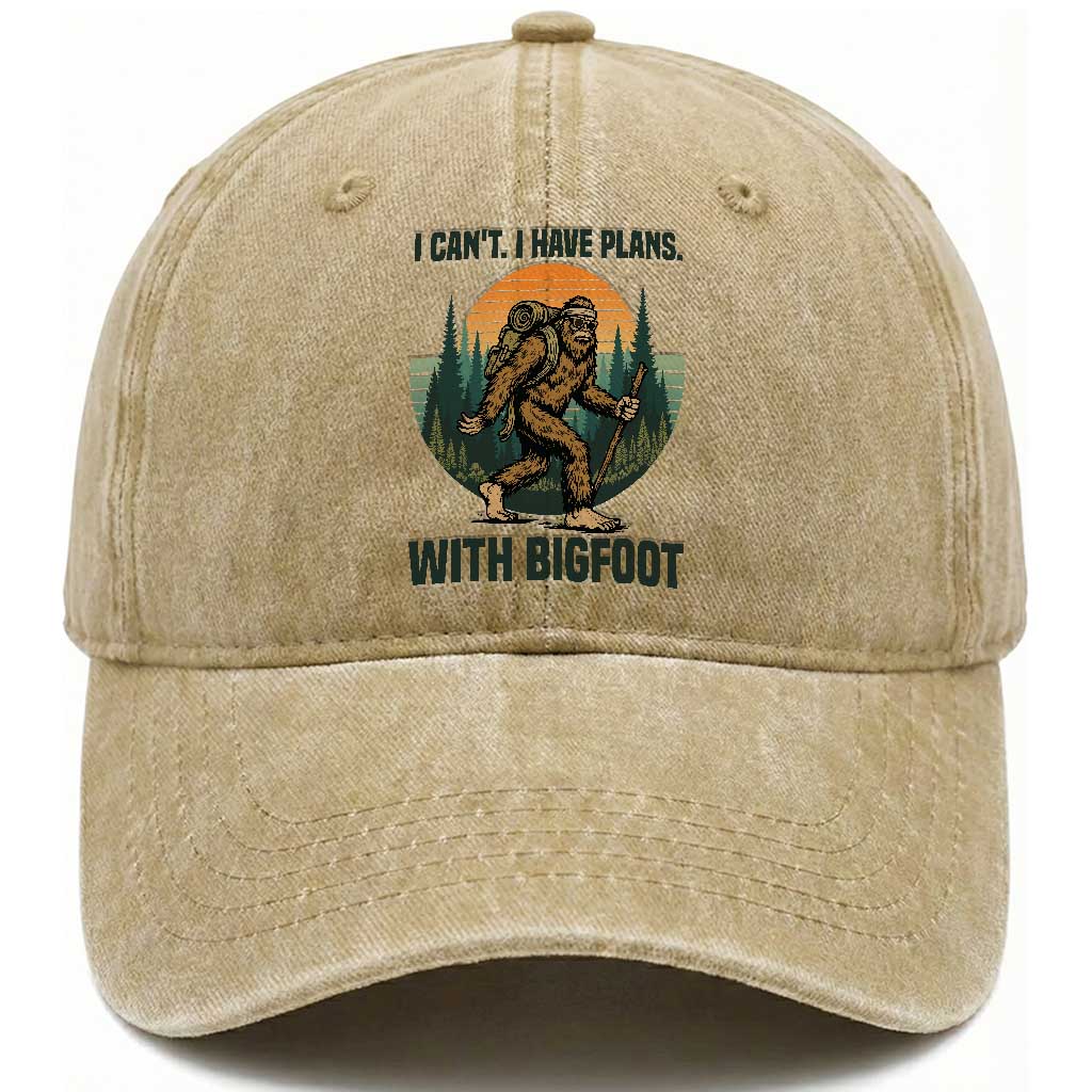 I Cant I Have Plans With Bigfoot Washed Cotton Baseball Cap Funny Cryptid Lover Gift