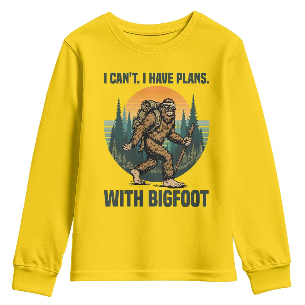 I Cant I Have Plans With Bigfoot Youth Sweatshirt Funny Cryptid Lover Gift - Wonder Print Shop