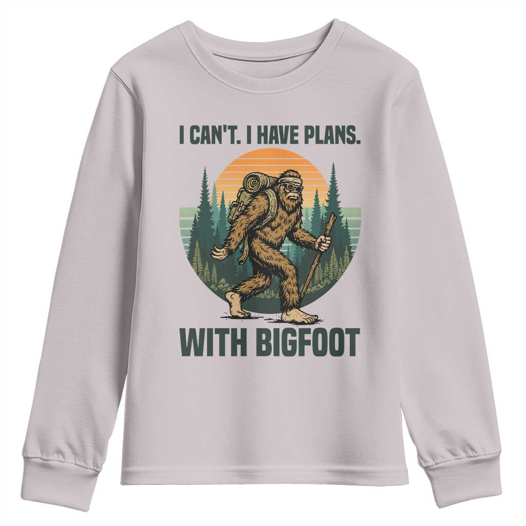I Cant I Have Plans With Bigfoot Youth Sweatshirt Funny Cryptid Lover Gift - Wonder Print Shop