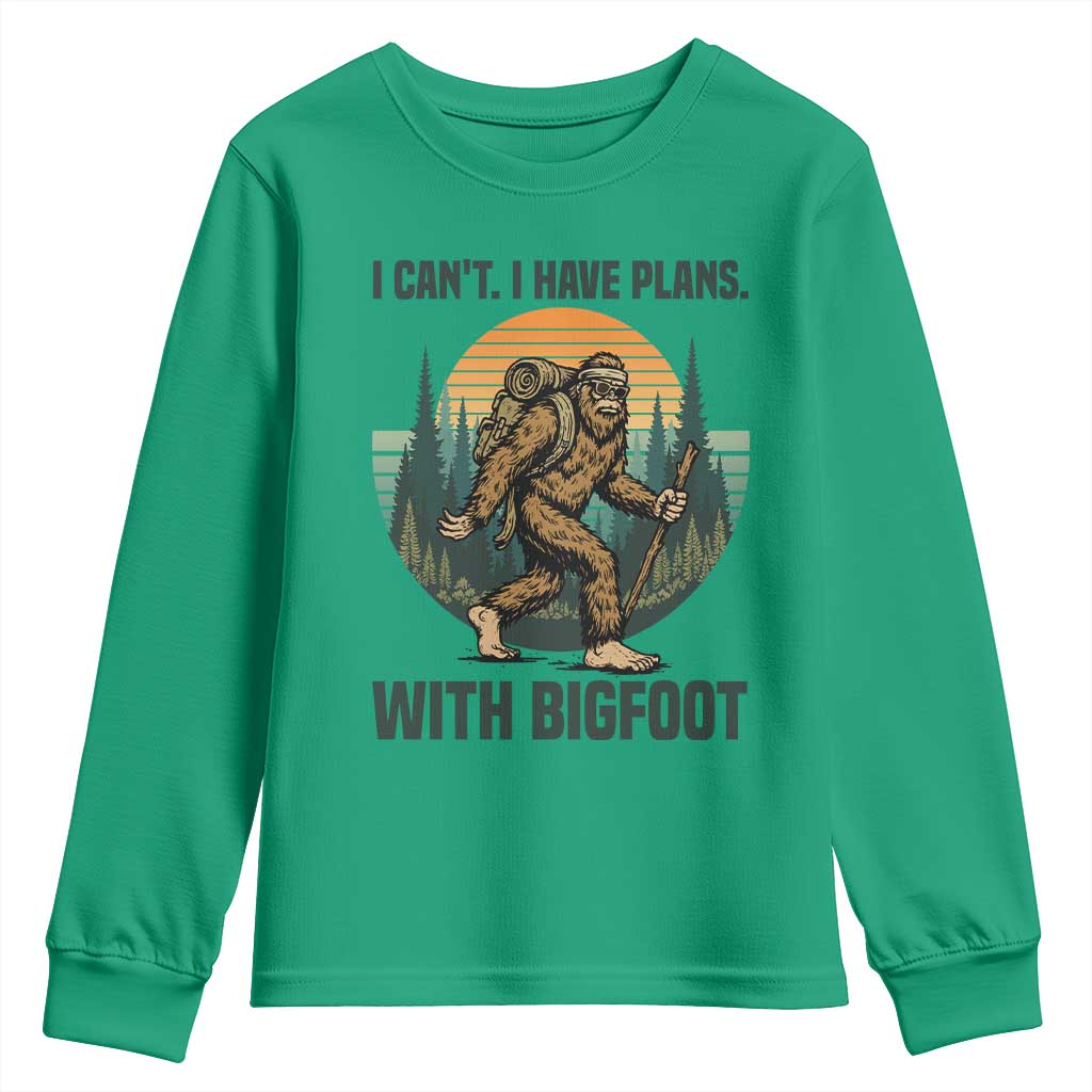 I Cant I Have Plans With Bigfoot Youth Sweatshirt Funny Cryptid Lover Gift - Wonder Print Shop