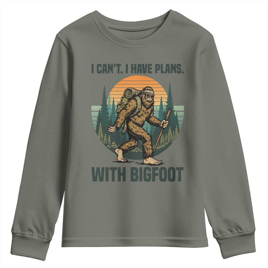 I Cant I Have Plans With Bigfoot Youth Sweatshirt Funny Cryptid Lover Gift - Wonder Print Shop