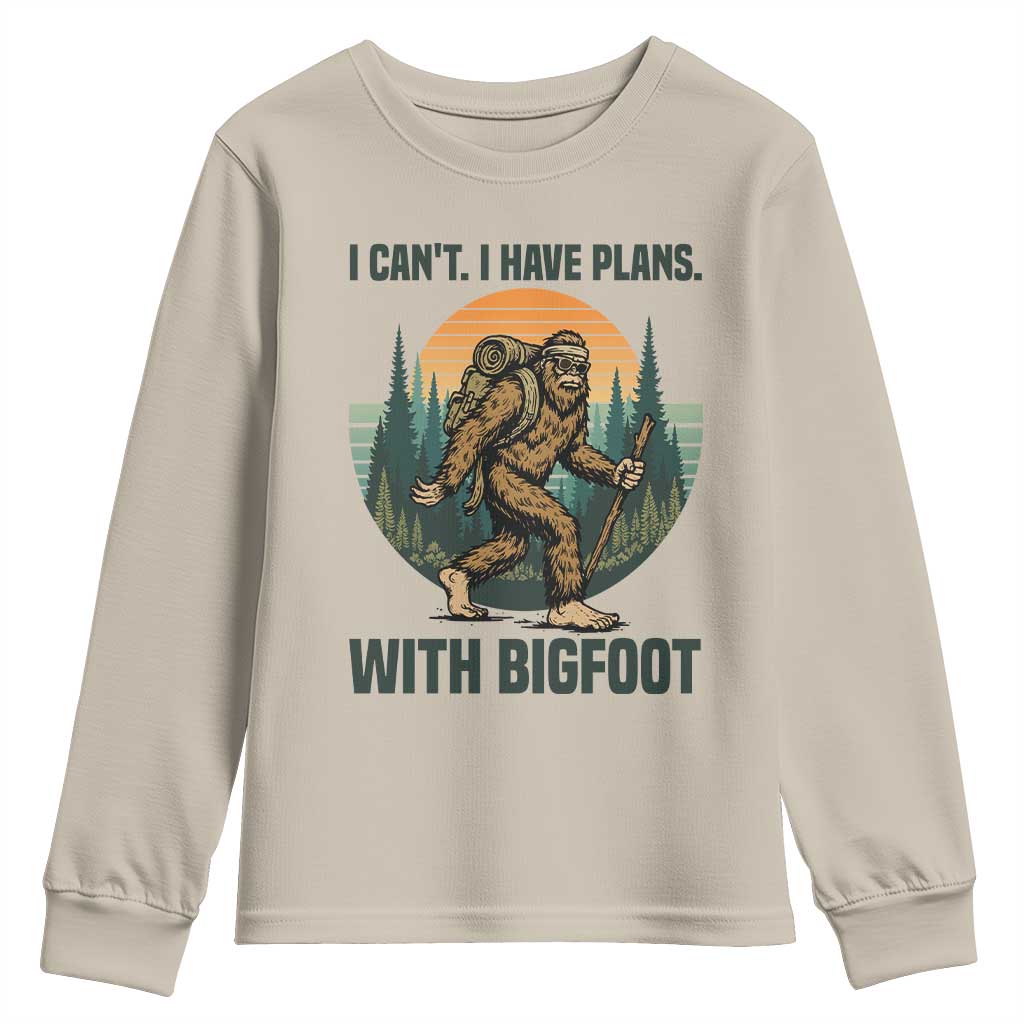I Cant I Have Plans With Bigfoot Youth Sweatshirt Funny Cryptid Lover Gift - Wonder Print Shop