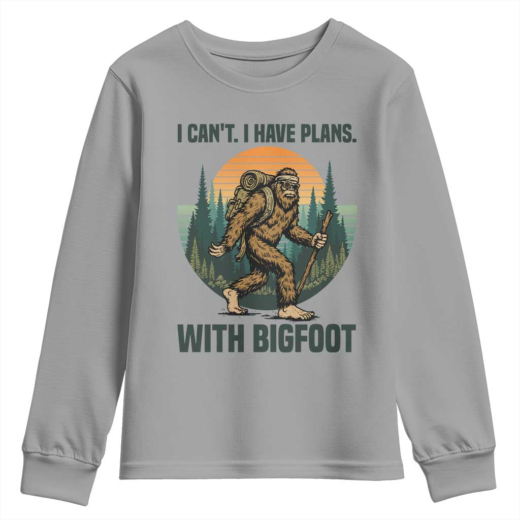I Cant I Have Plans With Bigfoot Youth Sweatshirt Funny Cryptid Lover Gift - Wonder Print Shop