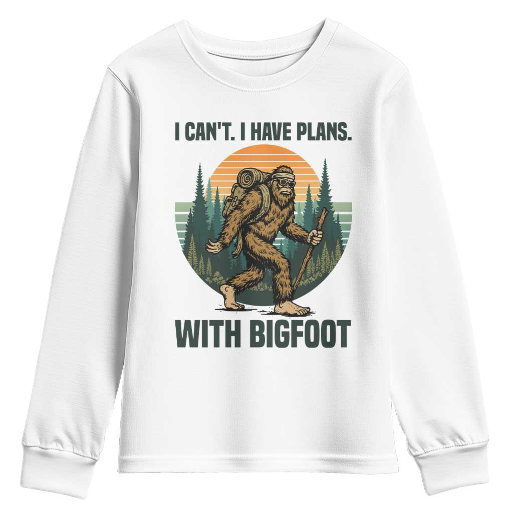 I Cant I Have Plans With Bigfoot Youth Sweatshirt Funny Cryptid Lover Gift - Wonder Print Shop