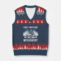 Funny Bigfoot Driving Car V-Neck Knit Sweater Vest I Cant I Have Plans With Bigfoot - Wonder Print Shop