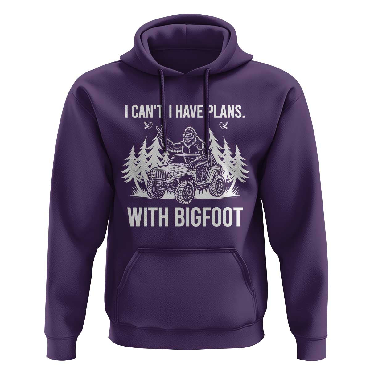 Funny Bigfoot Driving Car Hoodie I Cant I Have Plans With Bigfoot - Wonder Print Shop