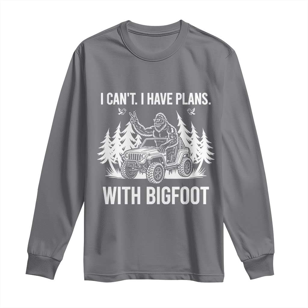 Funny Bigfoot Driving Car Long Sleeve Shirt I Cant I Have Plans With Bigfoot - Wonder Print Shop