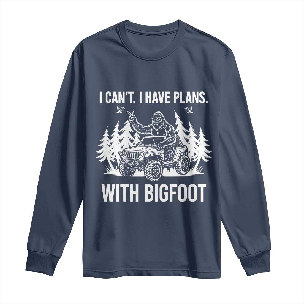 Funny Bigfoot Driving Car Long Sleeve Shirt I Cant I Have Plans With Bigfoot - Wonder Print Shop