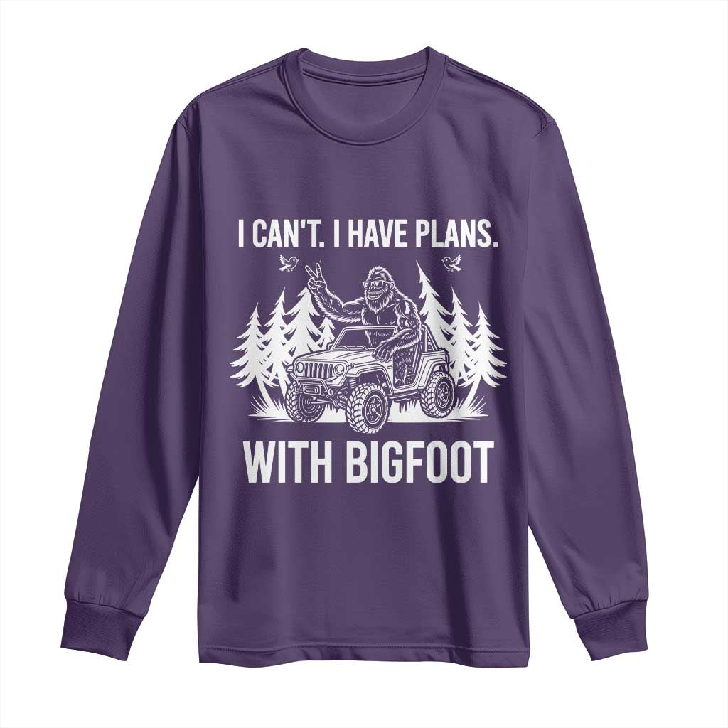 Funny Bigfoot Driving Car Long Sleeve Shirt I Cant I Have Plans With Bigfoot - Wonder Print Shop
