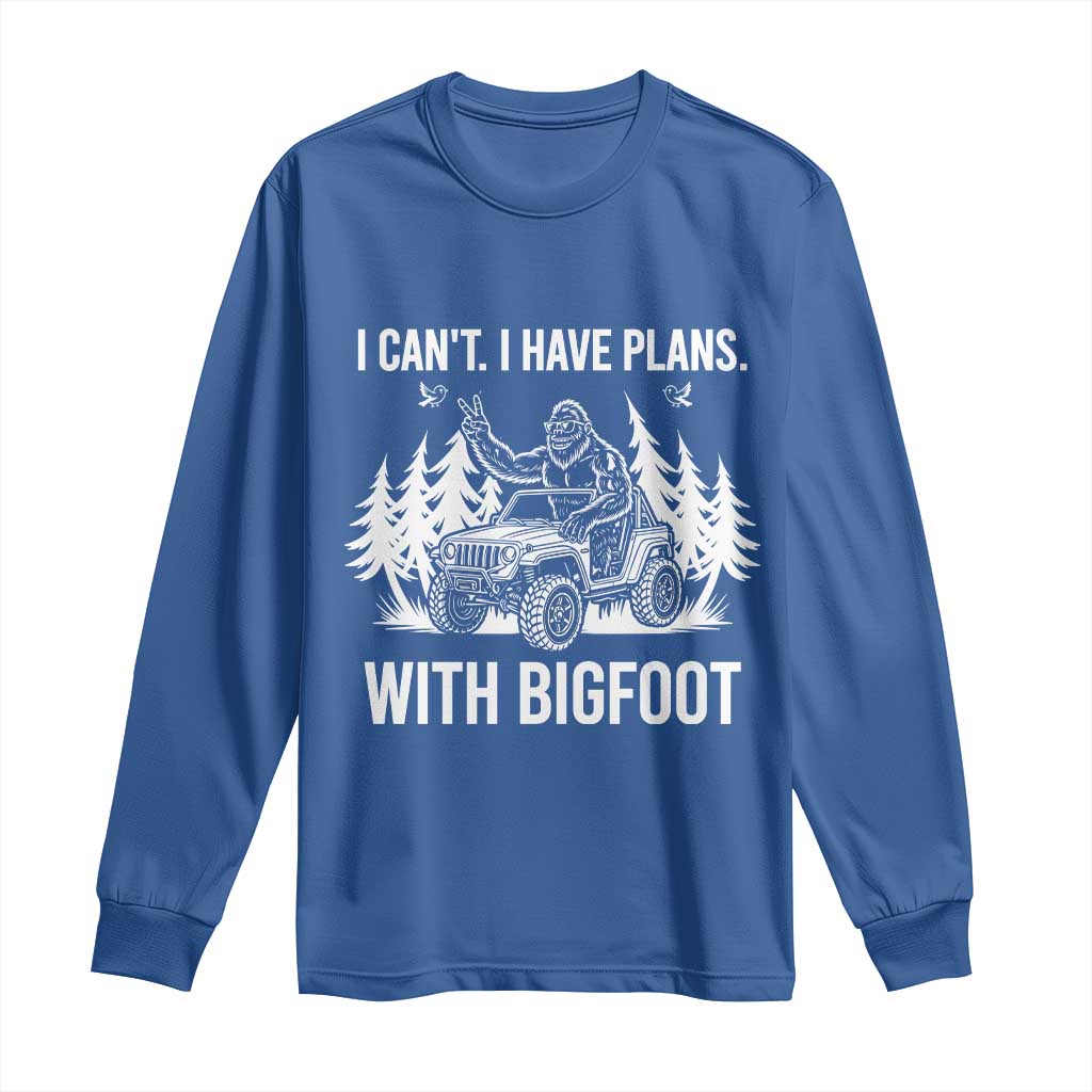 Funny Bigfoot Driving Car Long Sleeve Shirt I Cant I Have Plans With Bigfoot - Wonder Print Shop