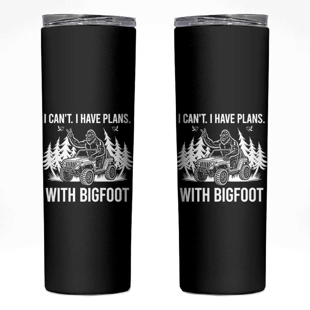 Funny Bigfoot Driving Car Skinny Tumbler I Cant I Have Plans With Bigfoot