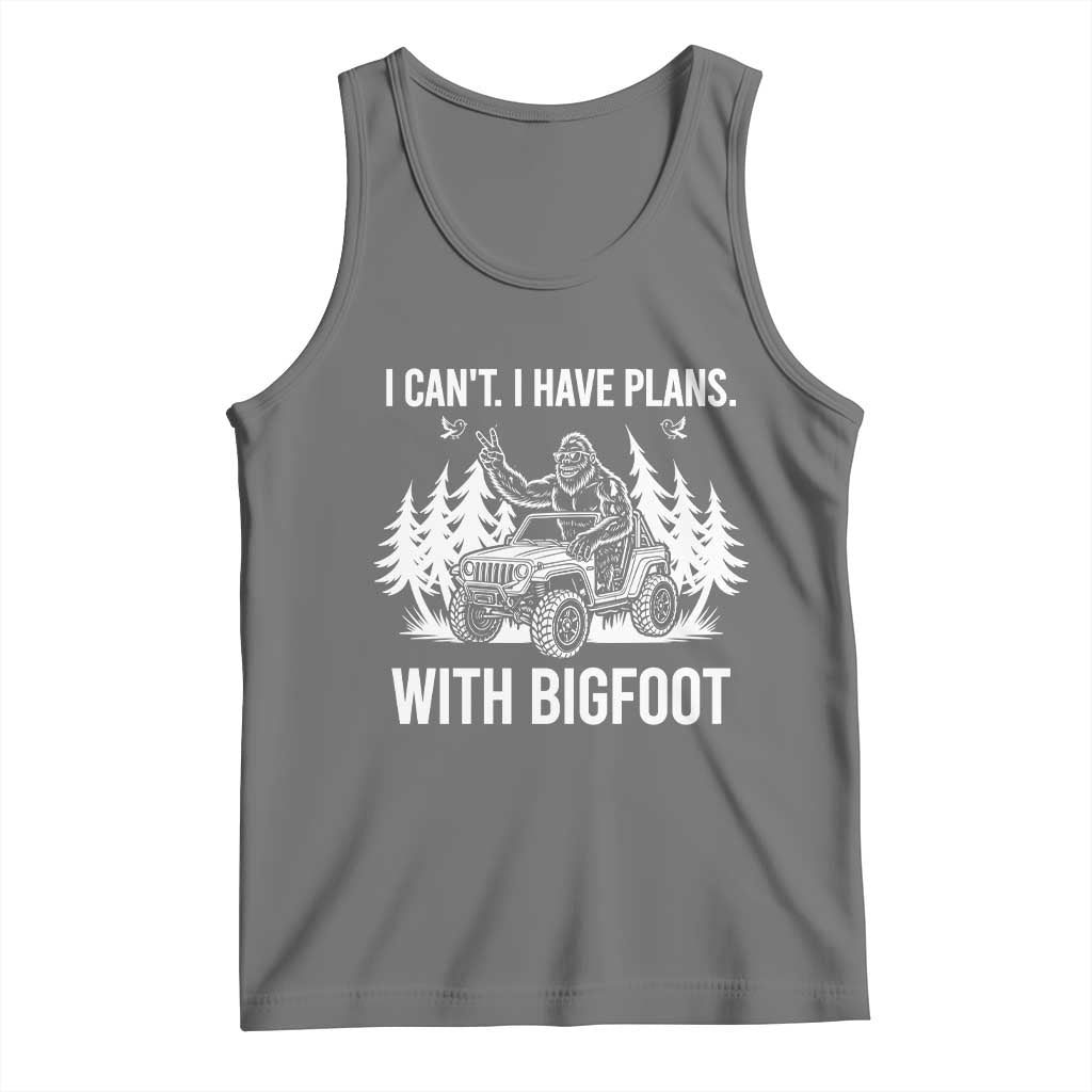 Funny Bigfoot Driving Car Tank Top I Cant I Have Plans With Bigfoot - Wonder Print Shop