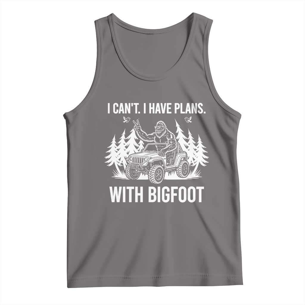 Funny Bigfoot Driving Car Tank Top I Cant I Have Plans With Bigfoot - Wonder Print Shop