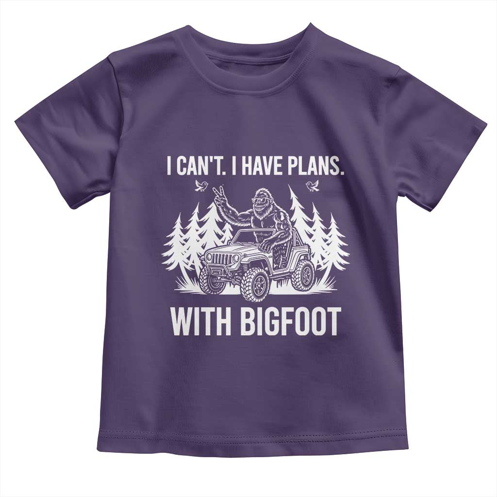 Funny Bigfoot Driving Car Toddler T Shirt I Cant I Have Plans With Bigfoot - Wonder Print Shop