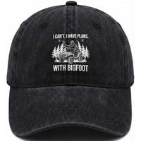 Funny Bigfoot Driving Car Washed Cotton Baseball Cap I Cant I Have Plans With Bigfoot