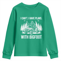Funny Bigfoot Driving Car Youth Sweatshirt I Cant I Have Plans With Bigfoot - Wonder Print Shop