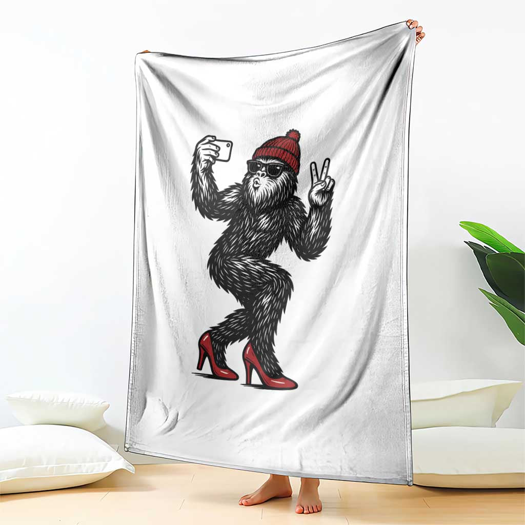 Funny Sexy Bigfoot Selfie Throw Blanket Sasquatch Lover Gift
