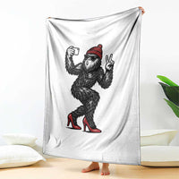 Funny Sexy Bigfoot Selfie Throw Blanket Sasquatch Lover Gift