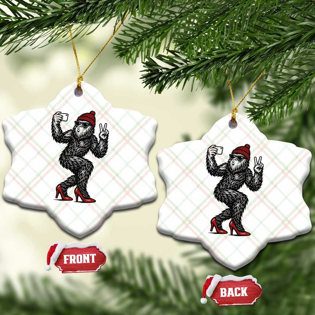 Funny Sexy Bigfoot Selfie Ceramic Ornament Sasquatch Lover Gift