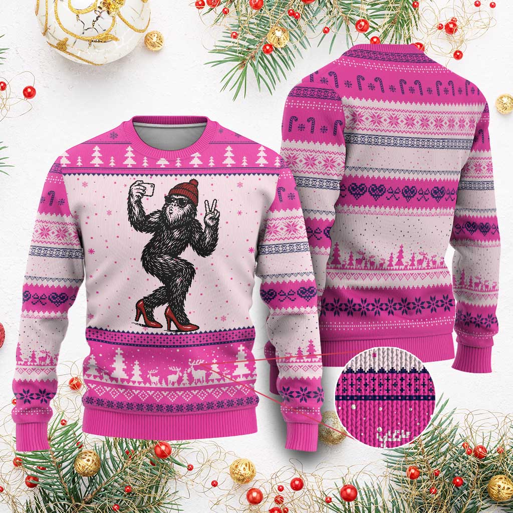 Funny Sexy Bigfoot Selfie Ugly Christmas Sweater Sasquatch Lover Gift