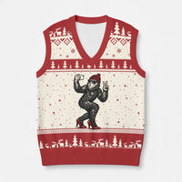 Funny Sexy Bigfoot Selfie V-Neck Knit Sweater Vest Sasquatch Lover Gift