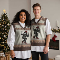 Funny Sexy Bigfoot Selfie V-Neck Knit Sweater Vest Sasquatch Lover Gift