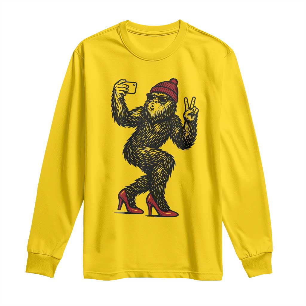 Funny Sexy Bigfoot Selfie Long Sleeve Shirt Sasquatch Lover Gift