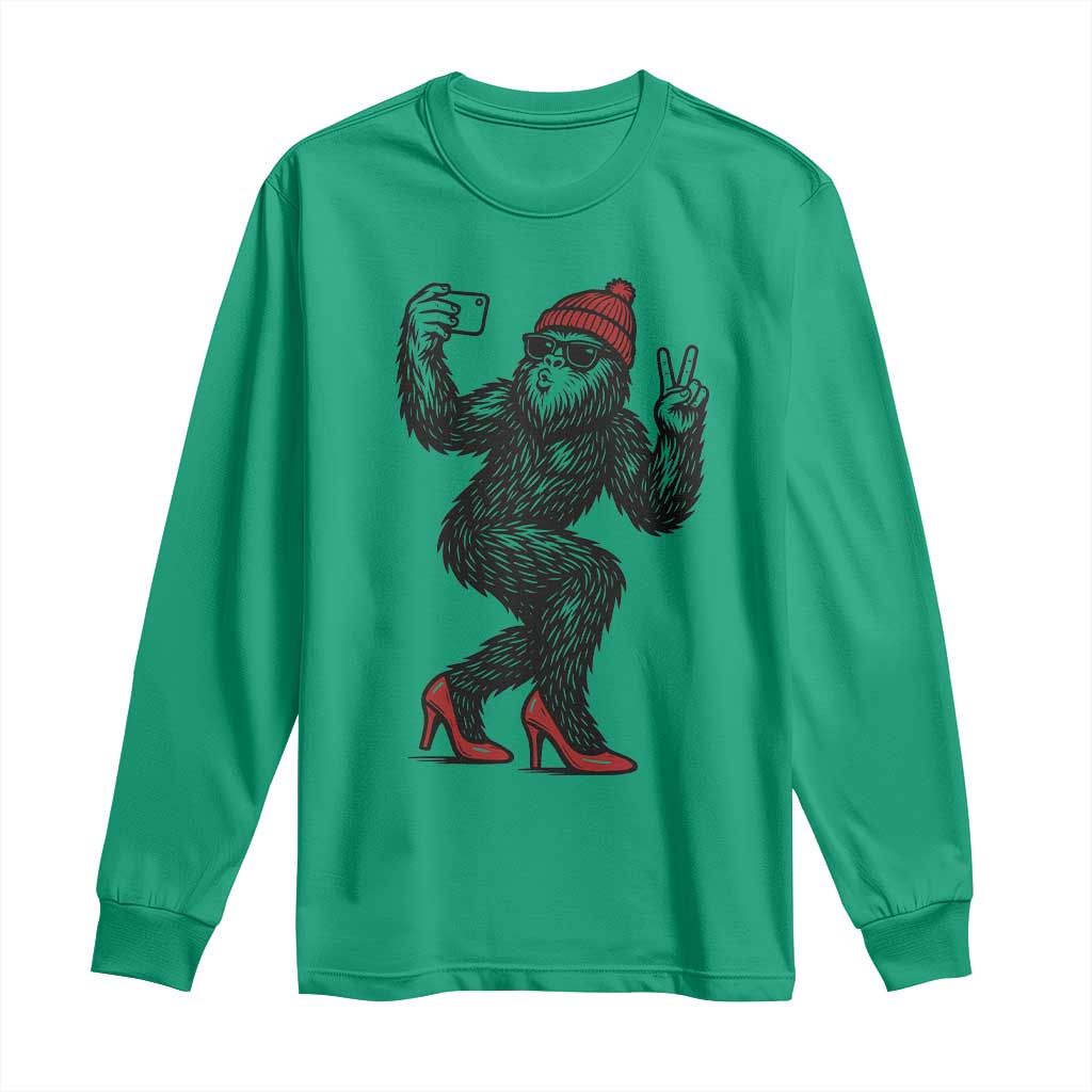 Funny Sexy Bigfoot Selfie Long Sleeve Shirt Sasquatch Lover Gift