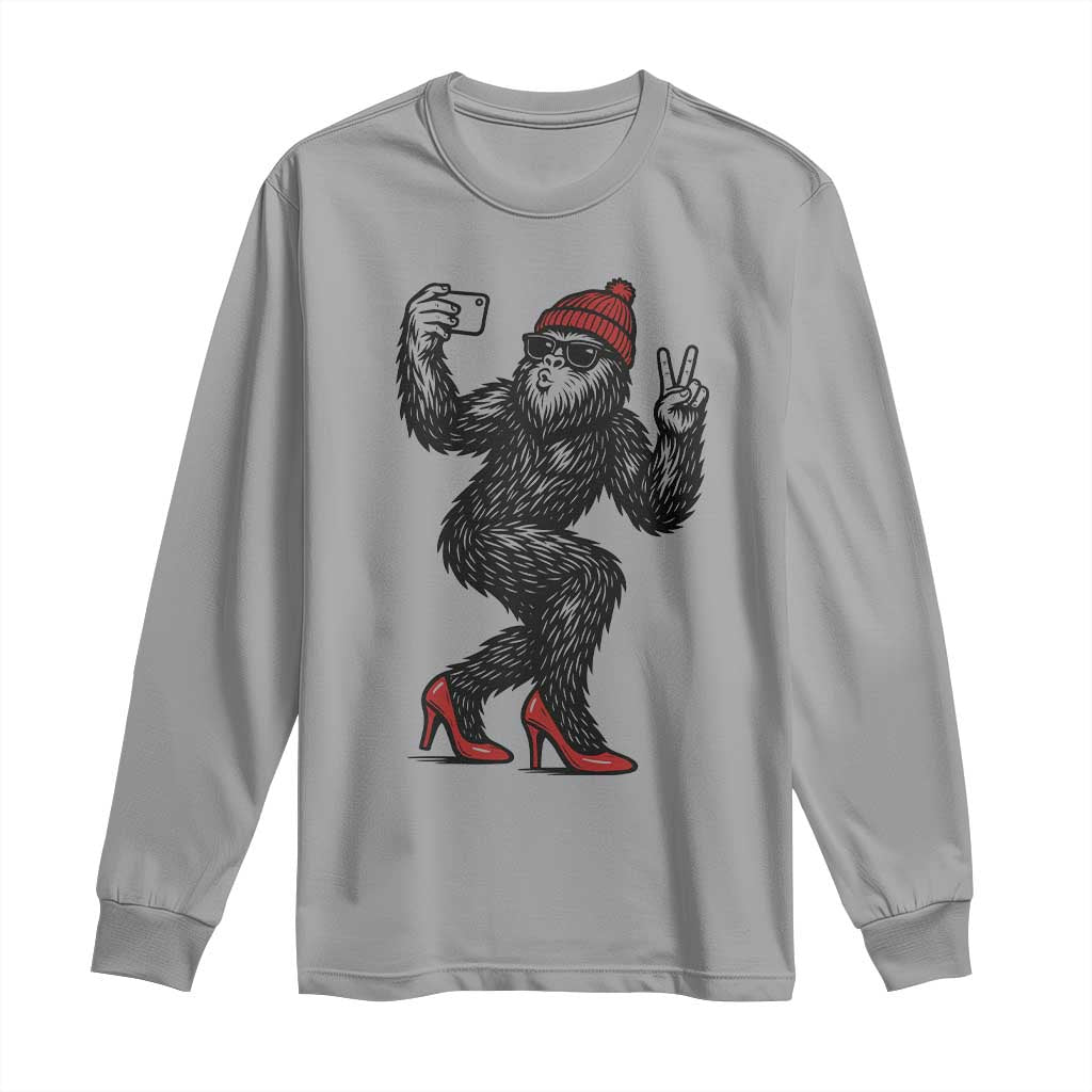 Funny Sexy Bigfoot Selfie Long Sleeve Shirt Sasquatch Lover Gift