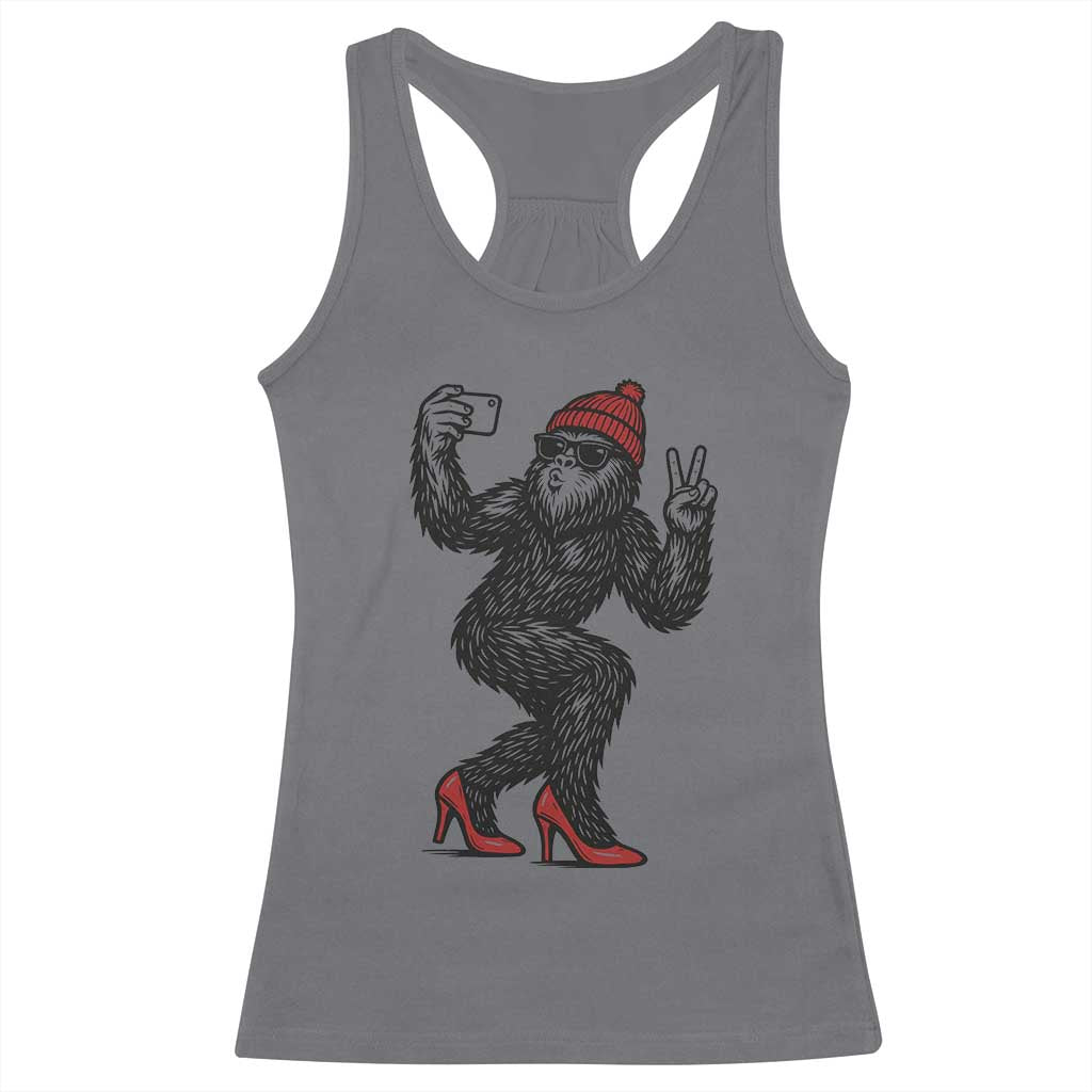 Funny Sexy Bigfoot Selfie Racerback Tank Top Sasquatch Lover Gift