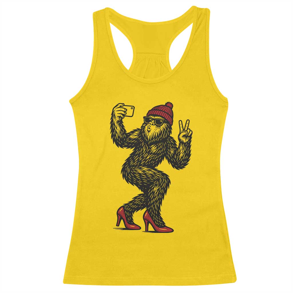 Funny Sexy Bigfoot Selfie Racerback Tank Top Sasquatch Lover Gift