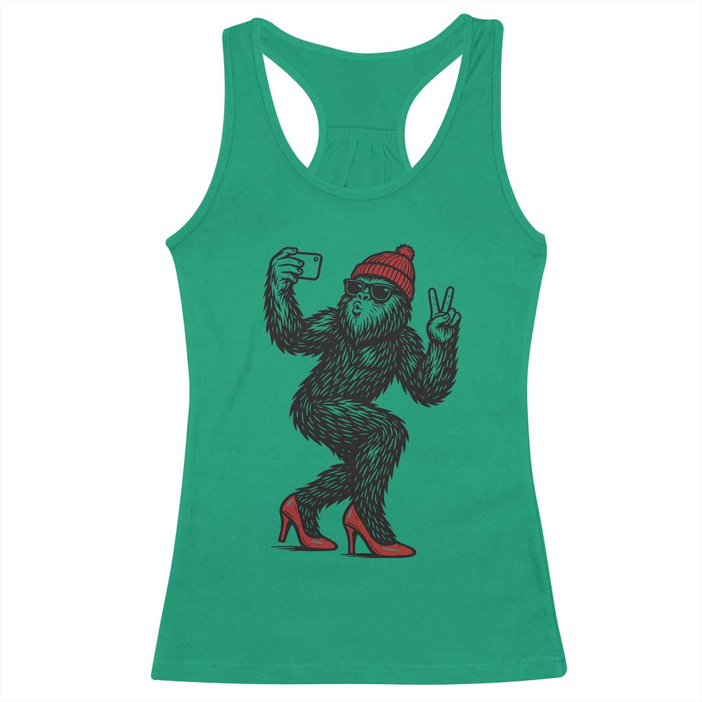 Funny Sexy Bigfoot Selfie Racerback Tank Top Sasquatch Lover Gift