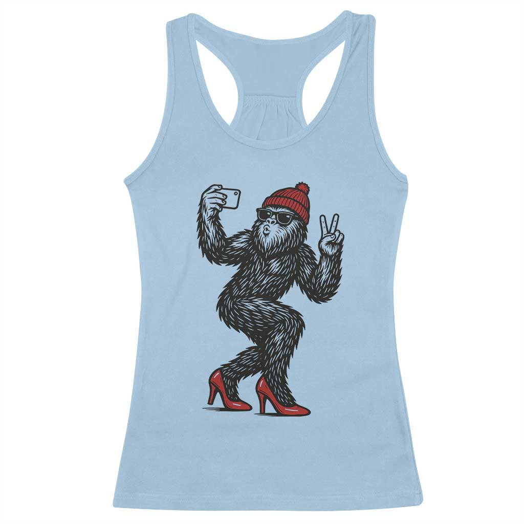Funny Sexy Bigfoot Selfie Racerback Tank Top Sasquatch Lover Gift