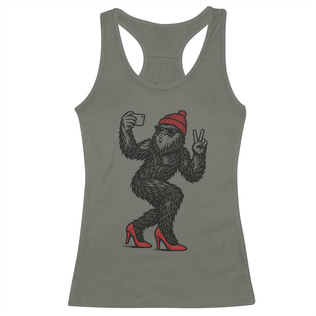 Funny Sexy Bigfoot Selfie Racerback Tank Top Sasquatch Lover Gift