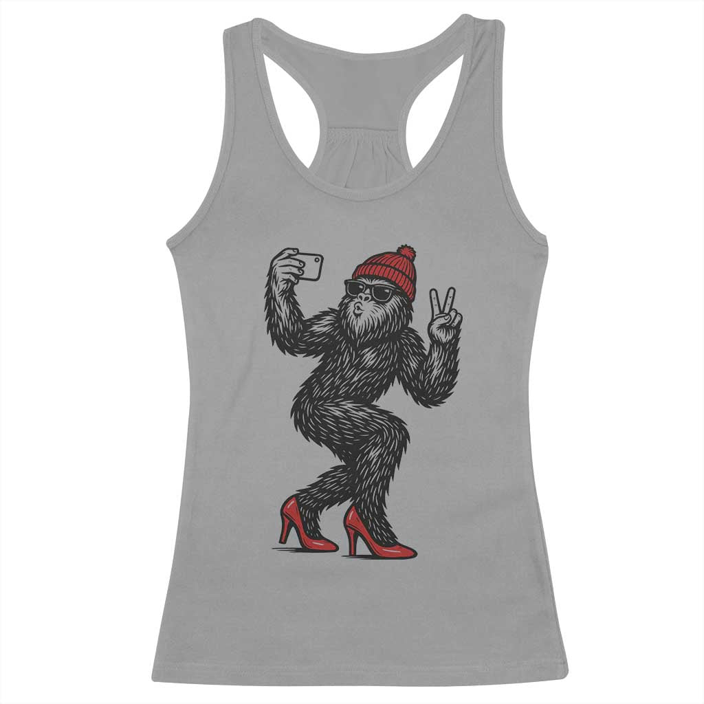 Funny Sexy Bigfoot Selfie Racerback Tank Top Sasquatch Lover Gift