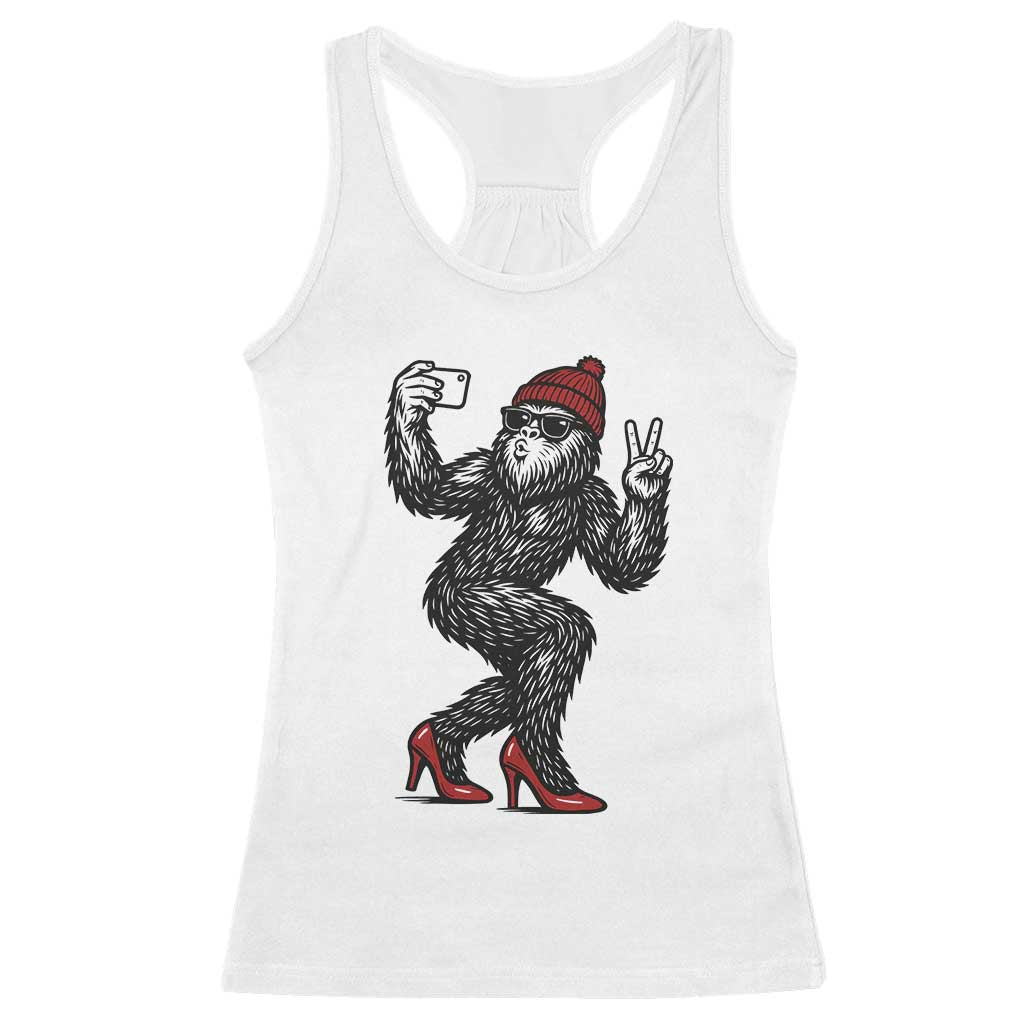 Funny Sexy Bigfoot Selfie Racerback Tank Top Sasquatch Lover Gift