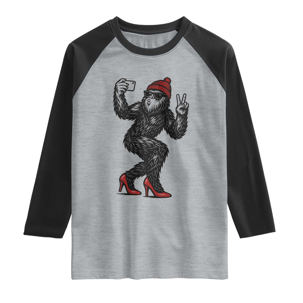 Funny Sexy Bigfoot Selfie Raglan Shirt Sasquatch Lover Gift