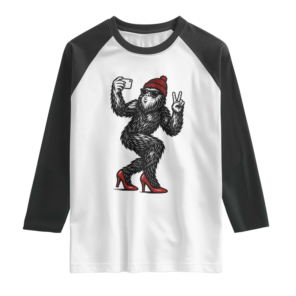 Funny Sexy Bigfoot Selfie Raglan Shirt Sasquatch Lover Gift