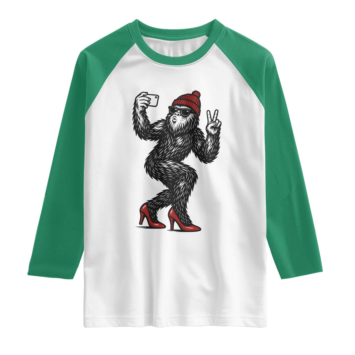 Funny Sexy Bigfoot Selfie Raglan Shirt Sasquatch Lover Gift