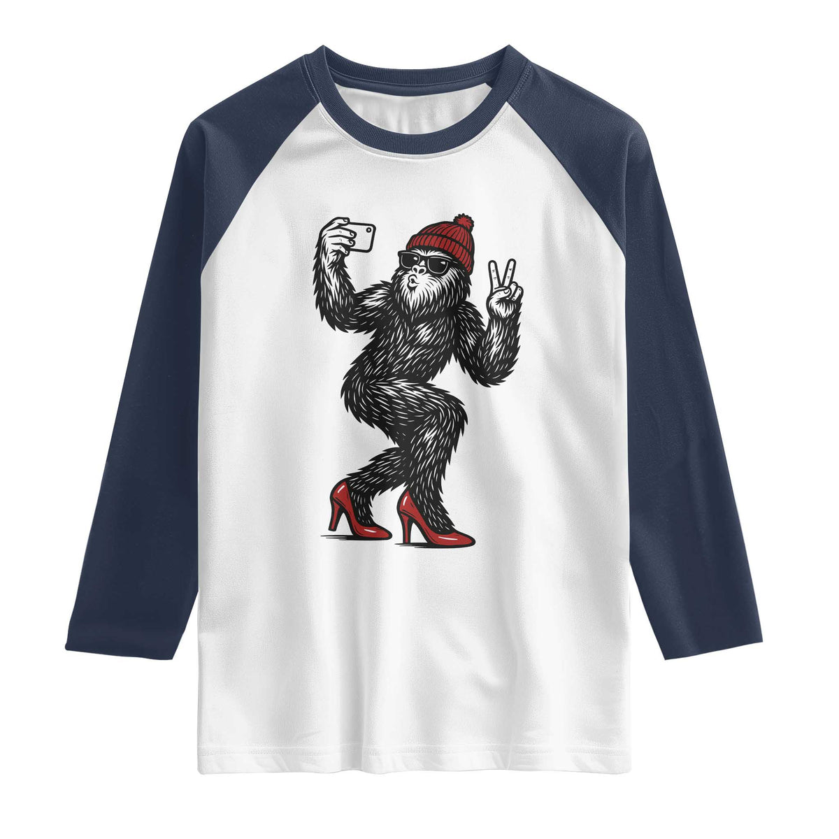 Funny Sexy Bigfoot Selfie Raglan Shirt Sasquatch Lover Gift