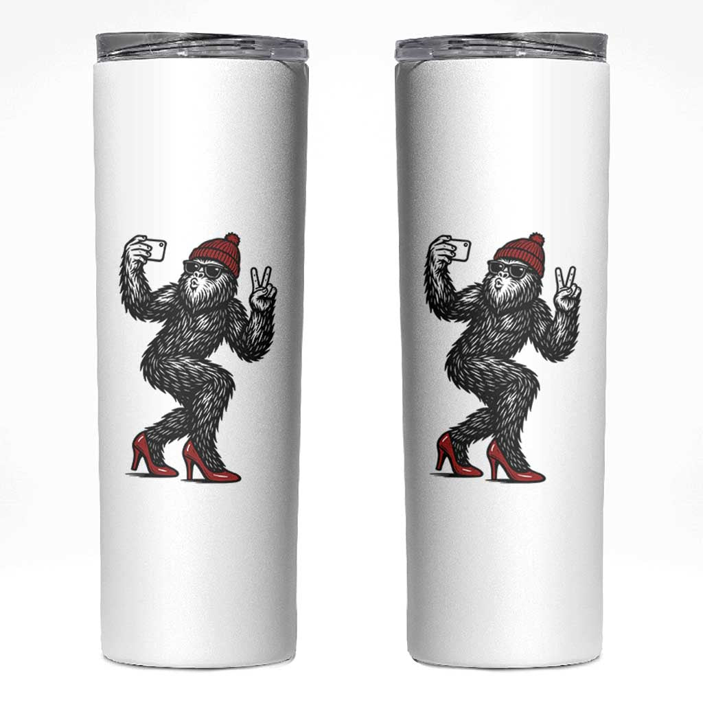 Funny Sexy Bigfoot Selfie Skinny Tumbler Sasquatch Lover Gift