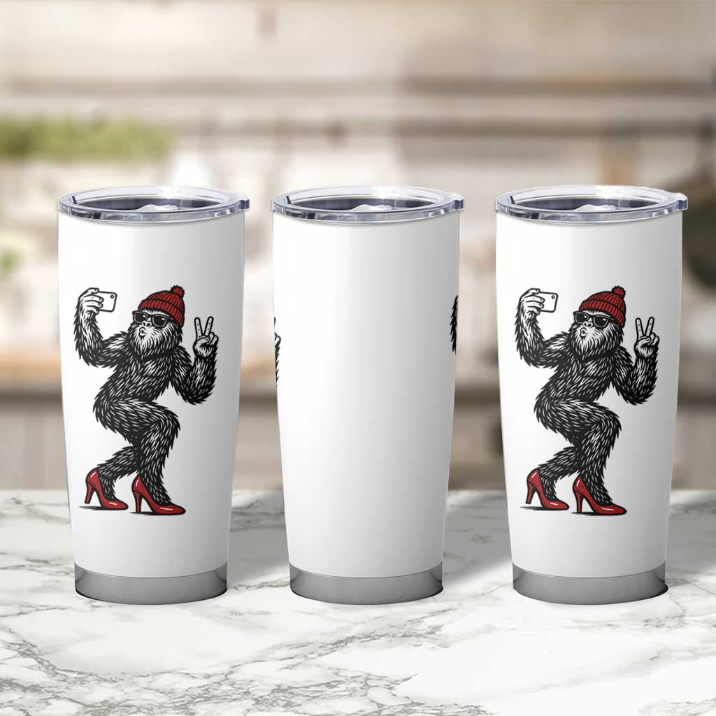 Funny Sexy Bigfoot Selfie Tumbler Cup Sasquatch Lover Gift