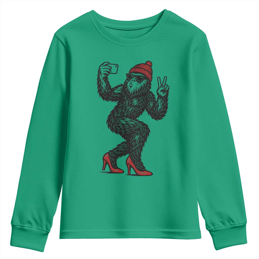 Funny Sexy Bigfoot Selfie Youth Sweatshirt Sasquatch Lover Gift