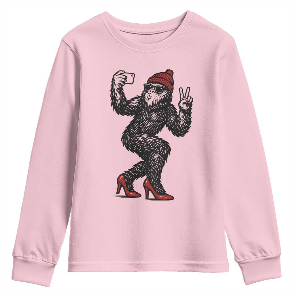 Funny Sexy Bigfoot Selfie Youth Sweatshirt Sasquatch Lover Gift