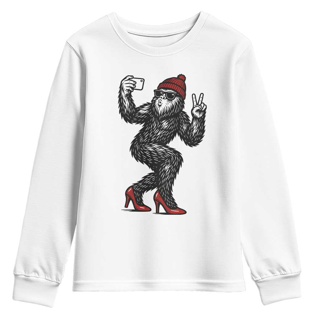 Funny Sexy Bigfoot Selfie Youth Sweatshirt Sasquatch Lover Gift