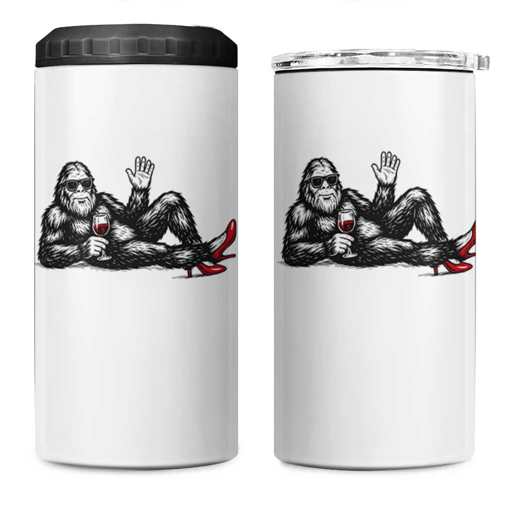 Funny Sassquatch Sexy 4 in 1 Can Cooler Tumbler Bigfoot With Cocktail Party Humor