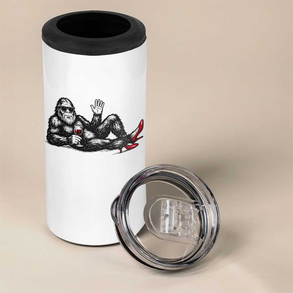 Funny Sassquatch Sexy 4 in 1 Can Cooler Tumbler Bigfoot With Cocktail Party Humor