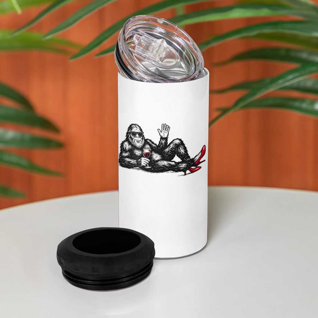 Funny Sassquatch Sexy 4 in 1 Can Cooler Tumbler Bigfoot With Cocktail Party Humor