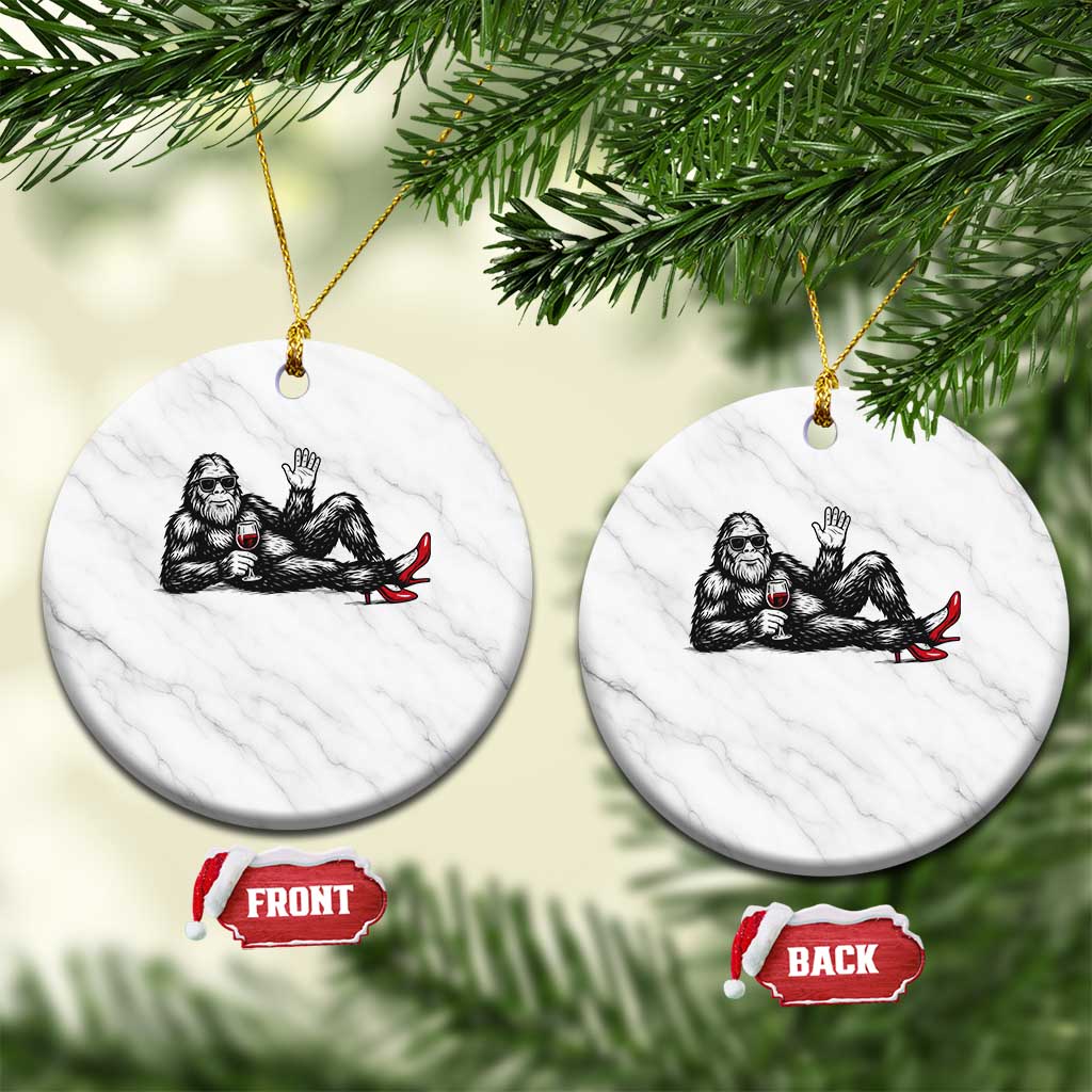 Funny Sassquatch Sexy Ceramic Ornament Bigfoot With Cocktail Party Humor - Wonder Print Shop